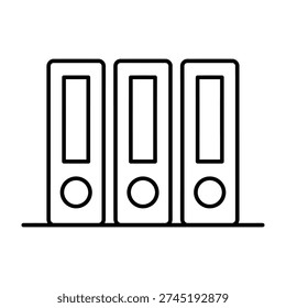 Office Binders and Document Storage Icon: Organized Files and Administrative Records for Business Archive