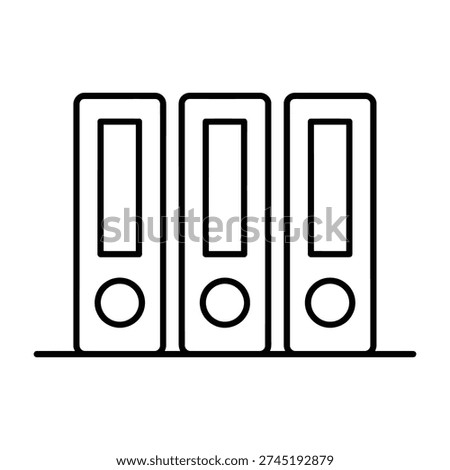 Office Binders and Document Storage Icon: Organized Files and Administrative Records for Business Archive