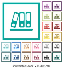 Iconos de color plano para carpetas de Office con marcos cuadrantes sobre fondo blanco