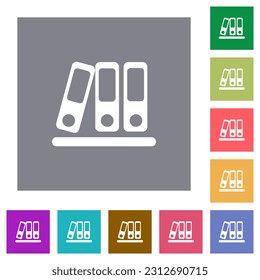 Office binders flat icons on simple color square backgrounds