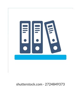 Office binders ícone azul plano vetor design pasta prateleira símbolo arquivo documento armazenamento organização elemento gráfico sinal