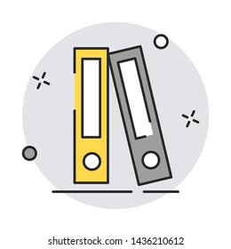 Office binders with papers and documents icon. Modern flat design style. Vector simple illustration icon for web site page, marketing, mobile app, design element on white background