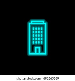 Office block blue glowing neon ui ux icon. Glowing sign logo vector