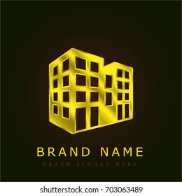 Office block golden metallic logo