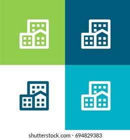 Office block green and blue material color minimal icon or logo design