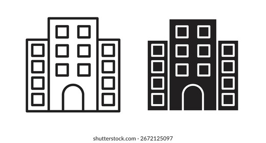 Icono de bloque de oficina Vector blanco y negro Gráfico