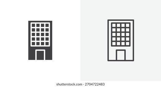Office block icon. collection of editable stroke line and solid flat styles.