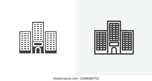 Office block icon in solid and outlined style