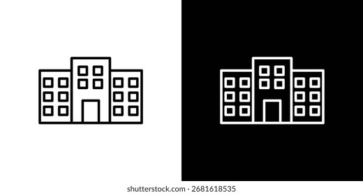 Símbolo de linha fina do ícone de bloco do Office no fundo branco. Ilustração editável do vetor de traçado