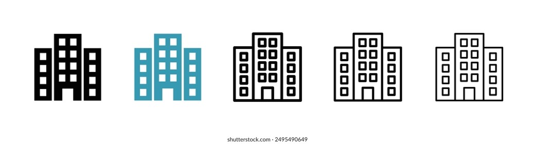 Office block line icon vector set.