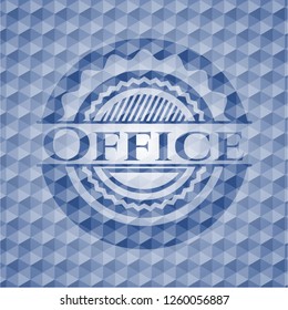 Office blue emblem with geometric pattern.