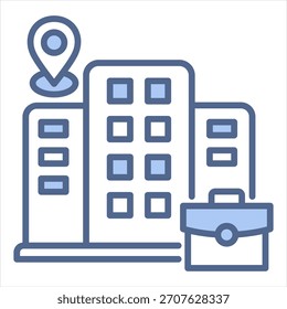 Ilustración vectorial de icono azul de oficina