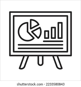 Office board with charts and diagrams. Business infochart presentation billboard. Editable vector