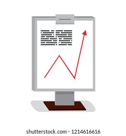 Office board with charts and diagrams vector illustration tripod isolated on white background. Drawn graphs, business infochart presentation billboard