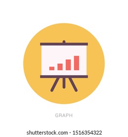 Office board with charts and diagrams vector illustration. Yellow theme concept