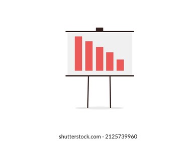 Office board, schematic representation of the fall and growth of the financial crisis, modern illustration, white background, vector size.