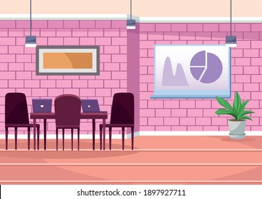 office boardroom with statistics training scene vector illustration design