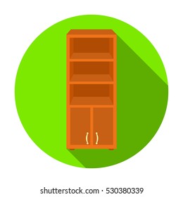 Office bookcase icon in flat style isolated on white background. Office furniture and interior symbol stock vector illustration.