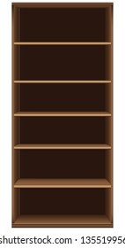 Office bookcase six shelves. Furniture section. Vector illustration.