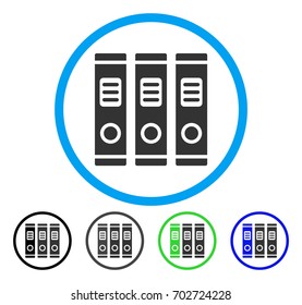 Office Books rounded icon. Vector illustration style is a flat iconic symbol inside a circle, black, grey, blue, green versions. Designed for web and software interfaces.