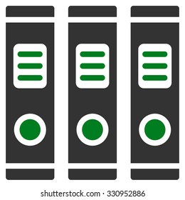 Office Books vector icon. Style is bicolor flat symbol, green and gray colors, rounded angles, white background.