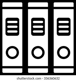 Office Books vector icon. Style is flat symbol, white color, rounded angles, black background.