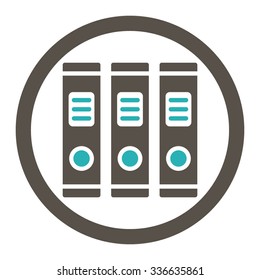 Office Books vector icon. Style is bicolor flat rounded symbol, grey and cyan colors, rounded angles, white background.
