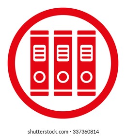 Office Books vector icon. Style is flat rounded symbol, red color, rounded angles, white background.