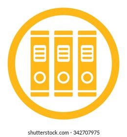 Office Books vector icon. Style is flat rounded symbol, yellow color, rounded angles, white background.