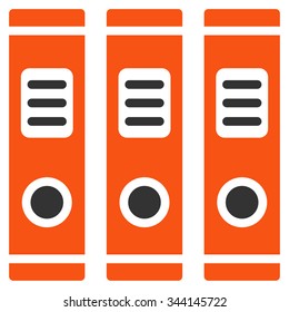 Office Books vector icon. Style is bicolor flat symbol, orange and gray colors, rounded angles, white background.