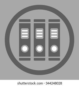 Office Books vector icon. Style is bicolor flat rounded symbol, dark gray and white colors, rounded angles, silver background.
