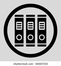 Office Books vector icon. Style is flat rounded symbol, black color, rounded angles, light gray background.