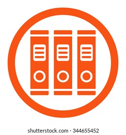 Office Books vector icon. Style is flat rounded symbol, orange color, rounded angles, white background.