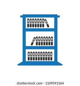 Office bookshelf Icon vector blue