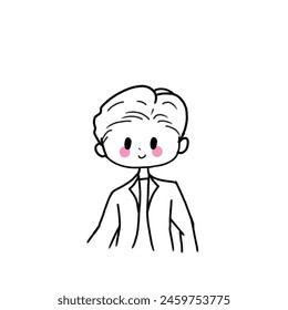 office boy black and white vector.