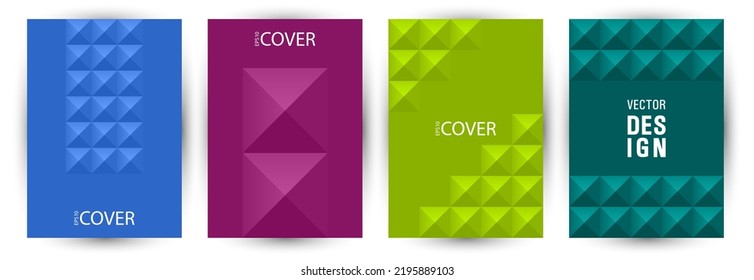 Office brand book cover layout bundle vector design. Suprematism style material flyer template bundle vector. Mosaic geometric shapes pattern A4 cover design