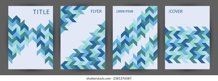 Office brand book cover layout set geometric design. Suprematism style retro banner layout set vector. Mosaic geometric elements background vertical cover design