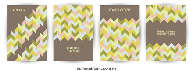 Office brand book cover template set A4 design. Minimalist style colorful folder template set Eps10. Mosaic geometric elements structure vertical cover design