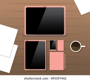 office branding vector illustration pink