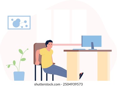 Office break physical activity. Workplace workout illustration