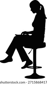 Office break time silhouette vector illustration featuring person sitting on stool drinking coffee.