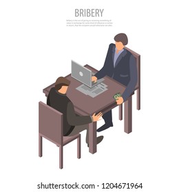 Office bribery concept background. Isometric illustration of office bribery vector concept background for web design