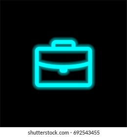 Office briefcase blue glowing neon ui ux icon. Glowing sign logo vector