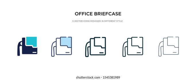 office briefcase icon in different style vector illustration. two colored and black office briefcase vector icons designed in filled, outline, line and stroke style can be used for web, mobile, ui