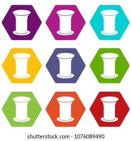 Office bucket icons 9 set coloful isolated on white for web