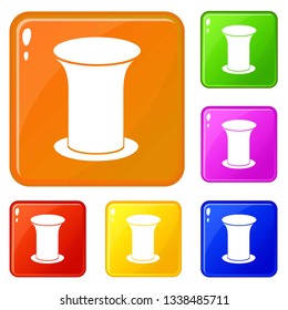 Office bucket icons set collection vector 6 color isolated on white background