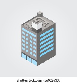 office building 3d isometric flat