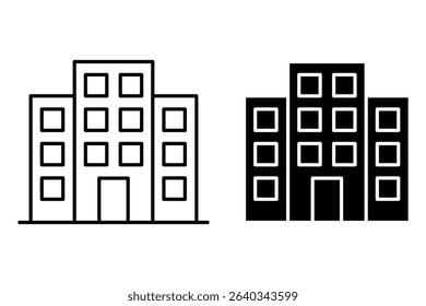 Office building apartment icon. simple outline and fill icons related to office buildings and real estate business. skyscraper symbol. architecture logo.  Vector illustration.  