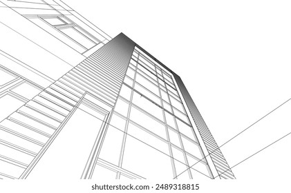 Office building architectural 3d rendering