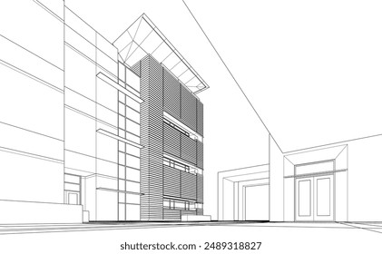 Office building architectural 3d rendering